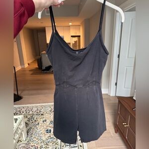 Aerie Offline Black Sleeveless Romper with Slim Straps